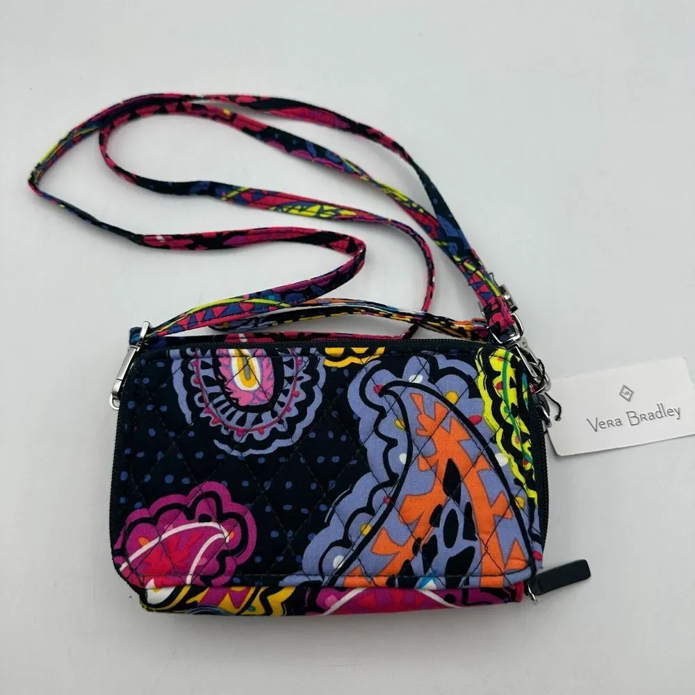 Vera Bradley RFID 3 in‎ 1 Wallet Crossbody Bag Wristlet Twilight Paisley NWT